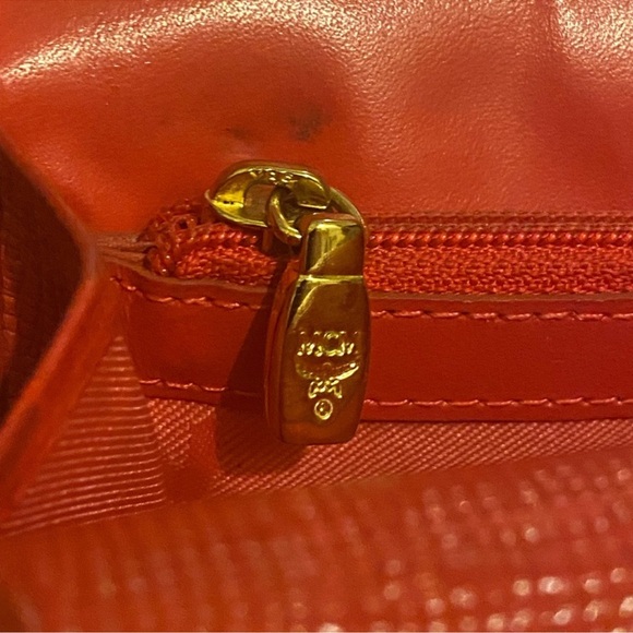 EUC Vintage MCM Red Leather Tri Fold Logo Wallet with Charms - Picture 7 of 16